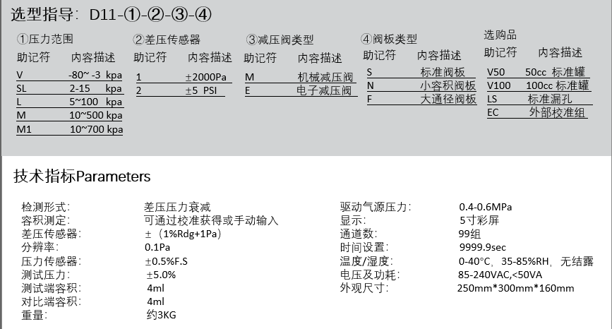 D11氣密性測(cè)試儀參數(shù)選擇 D11氣密性測(cè)試儀參數(shù)選擇